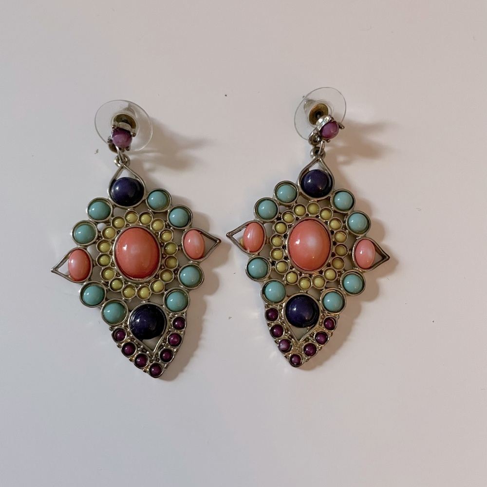Jewel tone dangle earrings